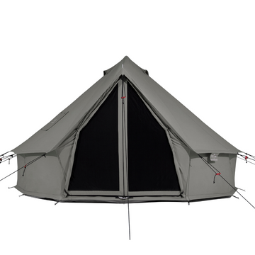 13 regatta bell tent boulder grey front view with mesh closed